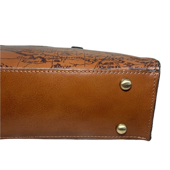 Patricia Nash Signature Map Calvi Square Leather Satchel Shoulder Bag Saddlebag - Picture 11 of 15